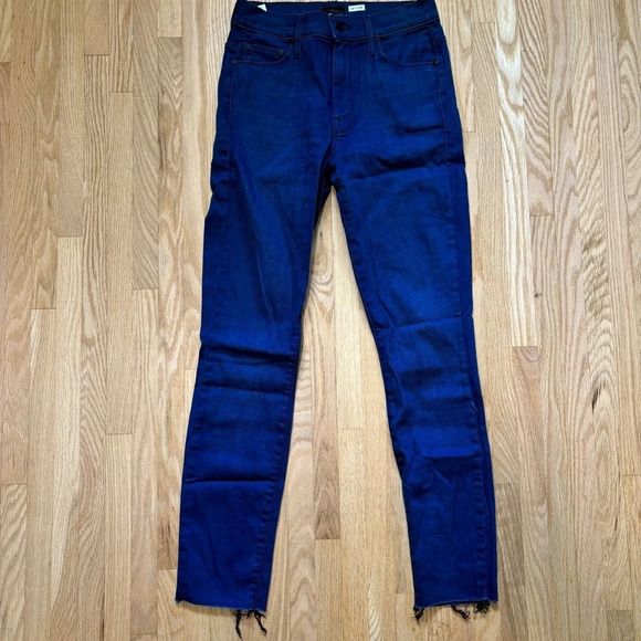 MOTHER High Waist Looker Ankle Fray Stretch Dark Wash Slim Jeans Untouched - Picture 2 of 13